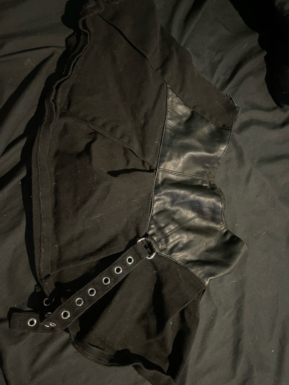 Current Mood Black Mini Skirt with Faux Leather Waist